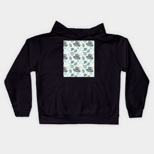 Coffee Pattern Blue and Grey Kids Hoodie